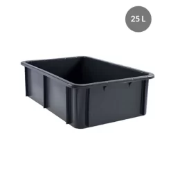 Bac Gerbable Sans Couvercle Gris Plastique 60x40x16,5 Cm 25 L Fond Plein Parois Pleines Gilac