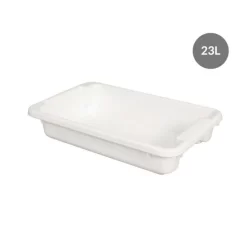 Bac Sans Couvercle Blanc Plastique 67x42x12,5 Cm 23 L Fond Plein Parois Pleines Gilac