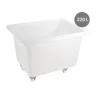 Bac à 4 Roues Pivotantes Dont 2 à Freins Sans Couvercle Blanc Plastique 90x70x66,5 Cm 220 L Fond Plein Parois Pleines Gilac