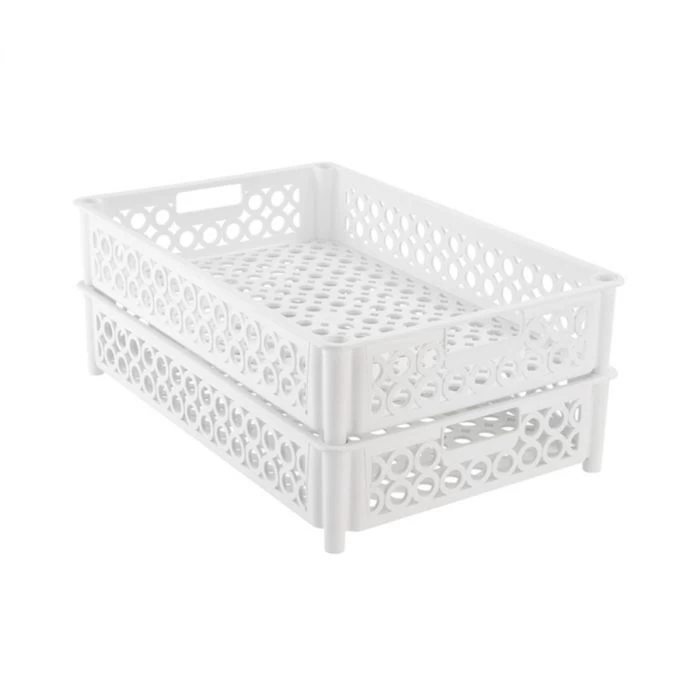 Caisse Ajourée Emboîtable Empilable Sans Couvercle Blanc Plastique 59x38,5x12 Cm 22 L Fond Ajouré Parois Ajourées Gilac 2 Caisse Ajourée Emboîtable Empilable Sans Couvercle Blanc Plastique 59x38,5x12 Cm 22 L Fond Ajouré Parois Ajourées Gilac – Image 2