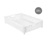 Caisse Ajourée Emboîtable Empilable Sans Couvercle Blanc Plastique 59x38,5x12 Cm 22 L Fond Ajouré Parois Ajourées Gilac