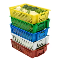 Caisse Ajourée Emboîtable Empilable Sans Couvercle Bleu Plastique 60x38x15,5 Cm 28 L Fond Ajouré Parois Ajourées Gilac -Ustensiles De Cuisine Boutique 1302 g156723 g156736 g156727 g156721 g039754 1 web image e44b