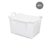 Bac Sans Couvercle Blanc Plastique 64x44,5x43,5 Cm 60 L Fond Plein Parois Pleines Gilac