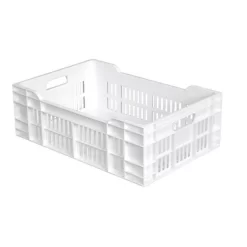 Caisse Ajourée Fond Plein Sans Couvercle Blanc Plastique 60x40x20 Cm 40 L Fond Plein Parois Ajourées Gilac