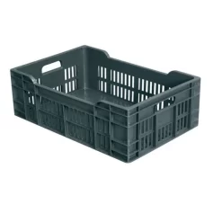 Caisse Ajourée Fond Plein Sans Couvercle Gris Plastique 60x40x20 Cm 40 L Fond Plein Parois Ajourées Gilac