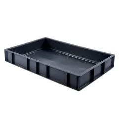 Bac à Pâtons Sans Couvercle Gris Plastique 60x40x9 Cm 15 L Fond Plein Parois Pleines Gilac