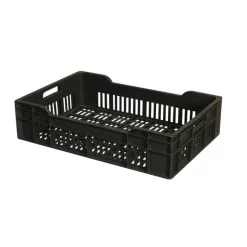 Caisse Sans Couvercle Gris Plastique 60x40x13,5 Cm 25 L Fond Ajouré Parois Ajourées Gilac