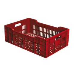 Caisse Ajourée Sans Couvercle Bordeaux Plastique 60x40x20 Cm 40 L Fond Ajouré Parois Ajourées Gilac