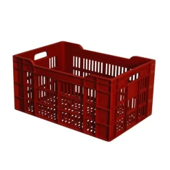 Caisse Ajourée Sans Couvercle Bordeaux Plastique 60x40x30 Cm 60 L Fond Ajouré Parois Ajourées Gilac