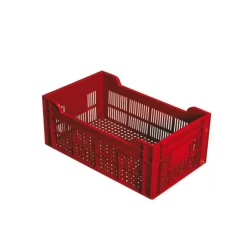 Caisse Ajourée Sans Couvercle Bordeaux Plastique 50x30x20 Cm 20 L Fond Ajouré Parois Ajourées Gilac