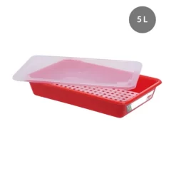 Bac Plat HACCP Avec Couvercle Rouge Plastique 45x29x8,5 Cm 5 L Fond Plein Parois Pleines Gilac