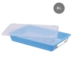 Bac Plat HACCP Avec Couvercle Bleu Plastique 49x33,7x9 Cm 8 L Fond Plein Parois Pleines Gilac