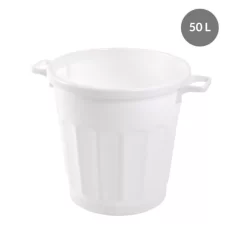 Conteneur Sans Couvercle Blanc Plastique Ø 45 Cm 60x47,5x46,5 Cm 50 L Fond Plein Parois Pleines Gilac