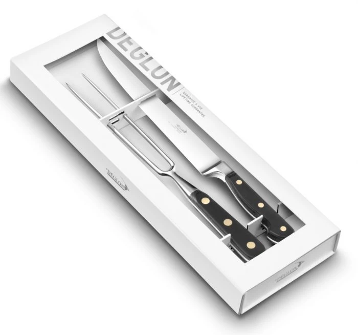 Coffret De 2 Couteaux 22 Cm Inox Bois Unie Grand Chef Deglon