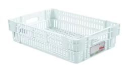 Caisse Ajourée Sans Couvercle Blanc Plastique 60x40x14,6 Cm 27 L Fond Ajouré Parois Ajourées Gilac