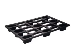 Palette De Stockage Rectangulaire Noir Plastique 80x120x15,5 Cm 250 Kg 500 Kg Gilac