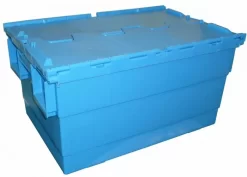 Bac Spécial Assiettes Avec Couvercle Bleu Plastique 60x40x31,5 Cm 55 L Fond Plein Parois Pleines Gilac