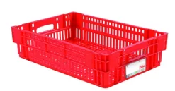 Caisse Ajourée Sans Couvercle Rouge Plastique 60x40x14,6 Cm 27 L Fond Ajouré Parois Ajourées Gilac