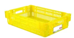 Caisse Ajourée Sans Couvercle Jaune Plastique 60x40x14,6 Cm 27 L Fond Ajouré Parois Ajourées Gilac