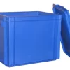 Bac Spécial Assiettes Avec Couvercle Bleu Plastique 40x30x33,7 Cm 27 L Fond Plein Parois Pleines