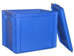 Bac Spécial Assiettes Avec Couvercle Bleu Plastique 40x30x33,7 Cm 27 L Fond Plein Parois Pleines
