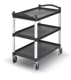 Chariot De Service Plastique Noir 3 Niveaux 101,5x54x95 Cm 180 Kg Cambro