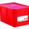 Bac Gerbable Avec Couvercle Rouge Plastique 60x40x33 Cm 55 L Fond Plein Parois Pleines Gilac