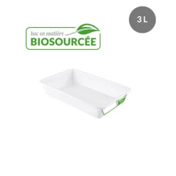 Bac Plat Sans Couvercle Blanc Plastique 34,7x23x7 Cm 3 L Fond Plein Parois Pleines Gilac
