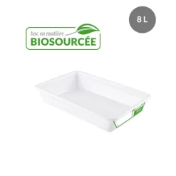 Bac Plat Sans Couvercle Blanc Plastique 48,5x33,5x7,5 Cm 8 L Fond Plein Parois Pleines Gilac