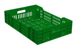 Caisse Ajourée Recyclée Vert Plastique 60x40x13,5 Cm 25 L Fond Ajouré Parois Ajourées Gilac