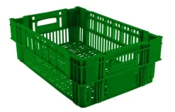 Caisse Ajourée Recyclée Vert Plastique 60x40x19,7 Cm 37 L Fond Ajouré Parois Ajourées Gilac