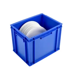 Bac Spécial Assiettes Avec Couvercle Bleu Plastique 40x30x33,7 Cm 27 L Fond Plein Parois Pleines -Ustensiles De Cuisine Boutique GILAC G180638 3 web image 0524